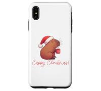 CAPPY Christmas! Santa Claus Capibara Bebiendo Café Meme Carcasa para iPhone XS MAX
