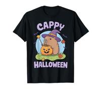 Cappy Halloween Cute Capybara Wizard Halloween Hombres Mujeres Niños Camiseta