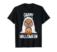 Cappy Halloween Kawaii Capybara Ghost Kids Women Camiseta