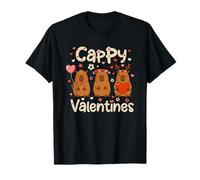 Cappy Valentines Capybara Cute Kawaii Love Hearts Camiseta