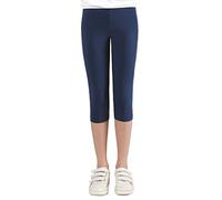 Capri - Leggings 3/4 para niña, cómodos, elásticos, versátiles, combinables, colores: azul, negro, rosa, blanco, tallas 92-176, marine, 176 cm