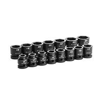 Capri Tools 1/2 in. Drive Stubby Impact Socket Set, Metric, 10 to 24 mm, 15-Piece