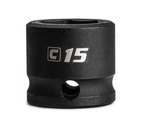 Capri Tools 15 mm Stubby Impact Socket, 3/8 in. Drive, 6 Point, Metric
