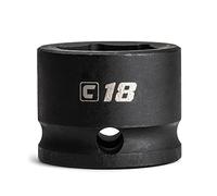 Capri Tools 18 mm Stubby Impact Socket, 3/8 in. Drive, 6 Point, Metric