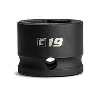 Capri Tools 19 mm Stubby - Llave de vaso de impacto (3/8", 6 puntos, métrico