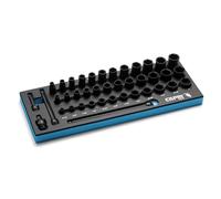Capri Tools Drive Master - Juego de llaves de vaso de impacto poco profundas y profundas con extensiones y junta universal, SAE, 5/16 a 1 pulgada, 40 piezas con bandeja mecánica