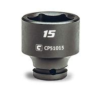 Capri Tools Enchufe de impacto poco profundo de 15 mm, accionamiento de 1/4 pulgadas, 6 puntos, métrico