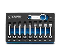 Capri Tools Juego de adaptadores de par de accionamiento, extremo de caja de 12 puntos, 10 a 19 mm, métrico, 10 piezas con bandeja mecánica