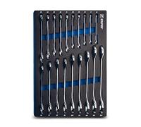 Capri Tools Juego de llaves angulares de extremo abierto, ángulos de 30° y 60°, métricas de 6-24 mm, 19 piezas con bandeja mecánica