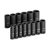 Capri Tools Juego de llaves de impacto profundo de 1/2 pulgada, 7/16 a 1-1/4 pulgadas, SAE, 14 piezas