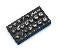 Capri Tools Juego de llaves de vaso universales Drive Master de 1/4 pulgadas, 5 a 15 mm, 3/16 a 9/16 pulgadas, métrico y SAE, 19 piezas