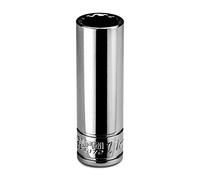 Capri Tools Llave de vaso de 11 mm de profundidad, 1/4 pulgadas, 12 puntos, métrico