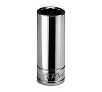 Capri Tools Llave de vaso de 14 mm de profundidad, unidad de 1/4 pulgadas, 12 puntos, métrico