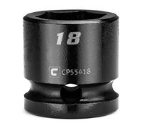 Capri Tools Llave de vaso de impacto gruesa de 18 mm, unidad de 1/2 pulgada, 6 puntos, métrico (CP55418)