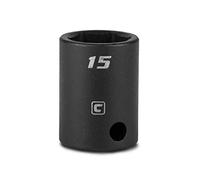 Capri Tools Llave de vaso de impacto poco profundo de 15 mm, unidad de 3/8 pulgadas, 6 puntos, métrico
