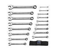 Capri Tools, MaxChrome, Juego de 17 llaves combinadas, con bolsa de lona resistente, sistema SAE de 1/4 a 1 1/4 pulgadas