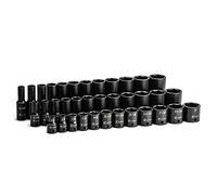 Capri Tools Set de llaves de vaso de impacto SAE cortas, semilargas y largas con inserción de 3/8" (9,5 mm), de 5/16" (7,9 mm) a 1" (25,4 mm), 36 piezas