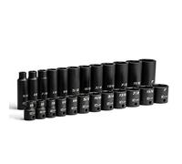 Capri Tools Set de llaves de vaso de impacto SAE cortas y largas con inserción de 3/8" (9,5 mm), 24 piezas