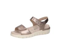 CAPRICE Comfort - Sandalias planas de piel con cierre de velcro para mujer, gris topo, 39 EU