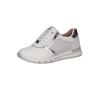 CAPRICE Comfort - Zapatillas Planas con Cremallera para Mujer, Blanco y Plateado, 40 EU