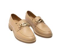 CAPRICE FOOTWEAR Loafer AVA Mujer Mocasines Cuero Anilina Auténtico Elegantes Slip-On con Cadena Vogue Comodidad Diaria (Beige, Sistema Tallas Calzado EU, Adulto, Mujer, Números, Mediano, 40)