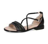 CAPRICE Sandalias planas de piel con plantilla para mujer, Color negro., 39 EU