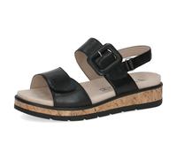 CAPRICE Sandalias Planas de Piel con Plataforma para Mujer, Color Negro., 36 EU