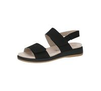 CAPRICE Sandalias Planas de Piel con Velcro para Mujer, Color Negro., 37 EU