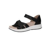 CAPRICE Sandalias Planas de Piel con Velcro para Mujer, Color Negro., 39 EU