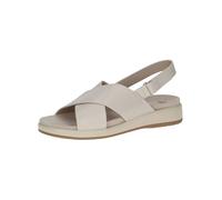 CAPRICE Sandalias Planas de Piel con Velcro para Mujer, Cream Perlato, 37 EU