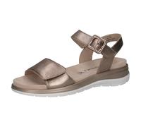 CAPRICE Sandalias Planas de Piel con Velcro para Mujer, Gris Topo, 40 EU