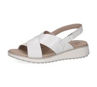 CAPRICE Sandalias planas de piel con velcro para mujer, Naplak blanco, 41 EU