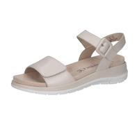 CAPRICE Sandalias Planas de Piel con Velcro para Mujer, Nappa Perla, 42 EU