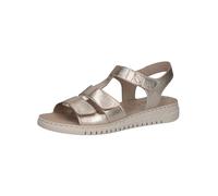 CAPRICE Sandalias planas de piel con velcro para mujer, Platino Metal, 38 EU