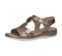 CAPRICE Sandalias planas de piel con velcro para mujer, Taupe Met Comb, 41 EU