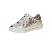 CAPRICE Zapatillas de Piel para Mujer con Estampado Perforado, Platino Metal, 40 EU