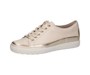 Caprice Zapatillas Planas de Piel con Cordones para Mujer, Crema Comb., 38 EU