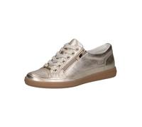 CAPRICE Zapatillas Planas de Piel con Cremallera para Mujer, Platino Metal, 38.5 EU