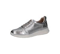 CAPRICE Zapatillas Planas de Piel con Estampado de Agujeros para Mujer, Metal Plateado, 39 EU