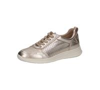 CAPRICE Zapatillas Planas de Piel con Estampado de Agujeros para Mujer, Platino Metal, 39 EU