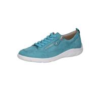 CAPRICE Zapatillas Planas de Piel para Mujer, Blue Suede, 37 EU