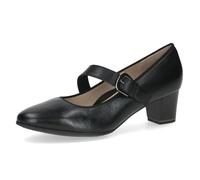 CAPRICE Zapatos de Mujer de Piel con Correa, Color Negro., 39 EU