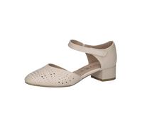 CAPRICE Zapatos de tacón para Mujer con Correa de Piel con tacón en Bloque Ancho H Multiancho, Blanco Mate, 39 EU