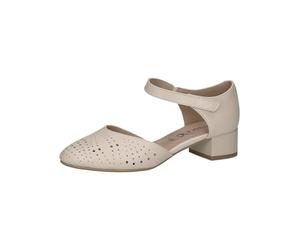 CAPRICE Zapatos de tacón para Mujer con Correa de Piel con tacón en Bloque Ancho H Multiancho, Blanco Mate, 38 EU