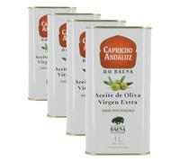 Capricho Andaluz - Aceite de Oliva Virgen Extra DOP Baena Origen Español Lata 1L - Sabor Afrutado Amargo Picante, Calidad Certificada, Ideal para Cocina y Crudo (Paquete de 4)