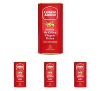 CAPRICHO ANDALUZ Aceite de Oliva Virgen Extra Lata de 1L- Sabor Intenso y Fresco, Envasado en Lata para Mejor Conservación, Ideal para Cocinar y Aderezar tus Ensaladas. (Paquete de 4)