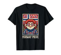 Caprichosa Bandera Noruega Troll Patrimonio nórdico Arte Popular Sty Camiseta gráfica económica