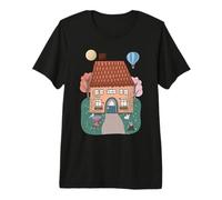 Caprichosa cabaña en el Bosque con pájaro y Conejo Camiseta Premium