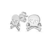 Caprichosa Dulce Corazon Pequeno Ojos Pirata Del Caribe Calavera Y Crossbones Pendientes Para La Mujer Adolescente .925 Plata Esterlina