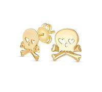 Caprichosa Dulce Corazon Pequeno Ojos Pirata Del Caribe Calavera Y Crossbones Stud Pendientes Para Mujer Adolescente Chapado En Oro Rosa .925 De Plata Esterlina